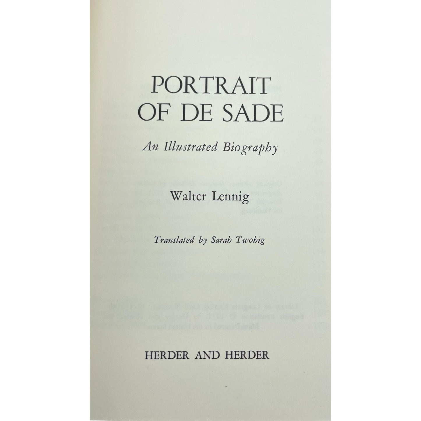 Portrait of De Sade: An Illustrated Biography