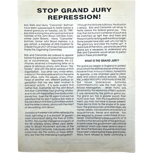 Stop Grand Jury Repression!