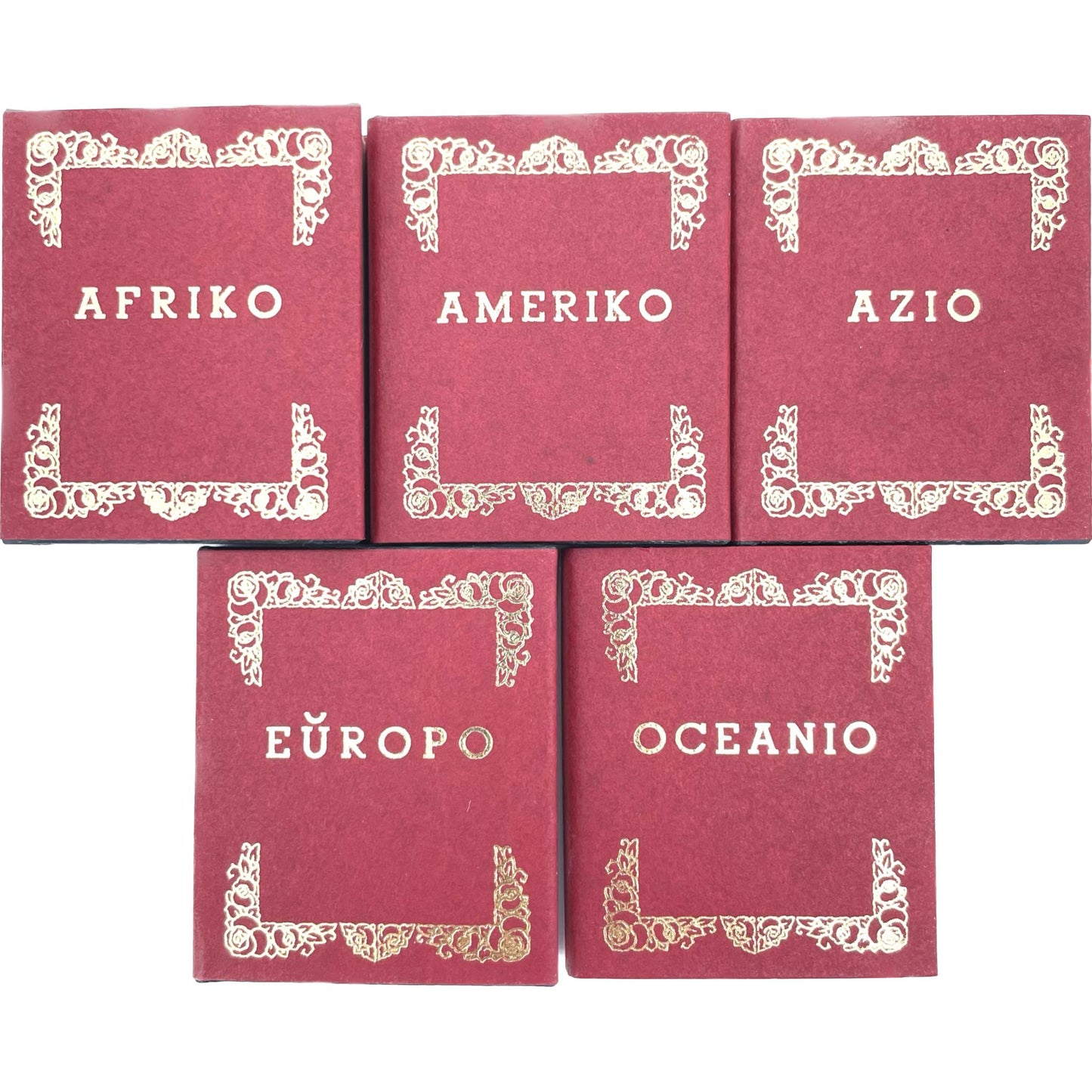 Afriko; Ameriko; Azio; Europo; Oceanio