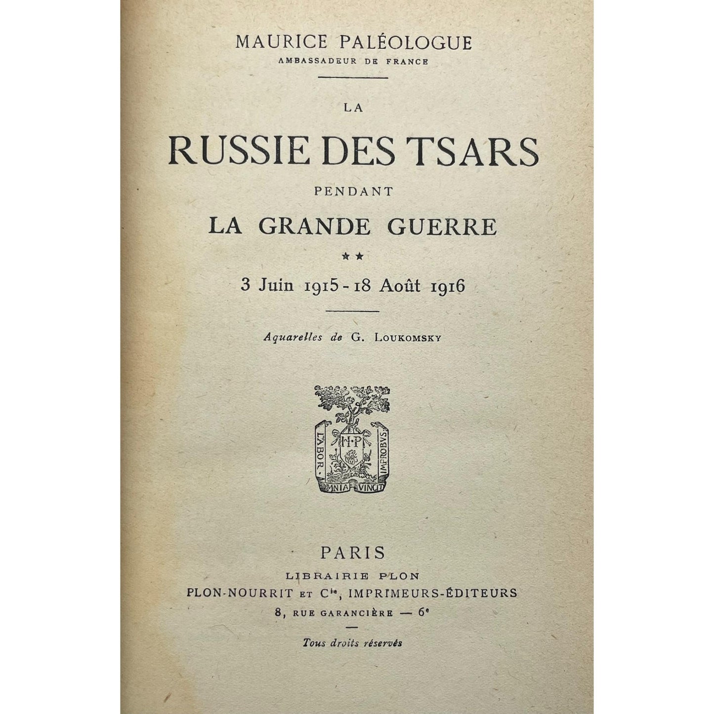 La Russie des tsars pendant la Grande Guerre, 3 Juin 1915-18 Aoűt 1916