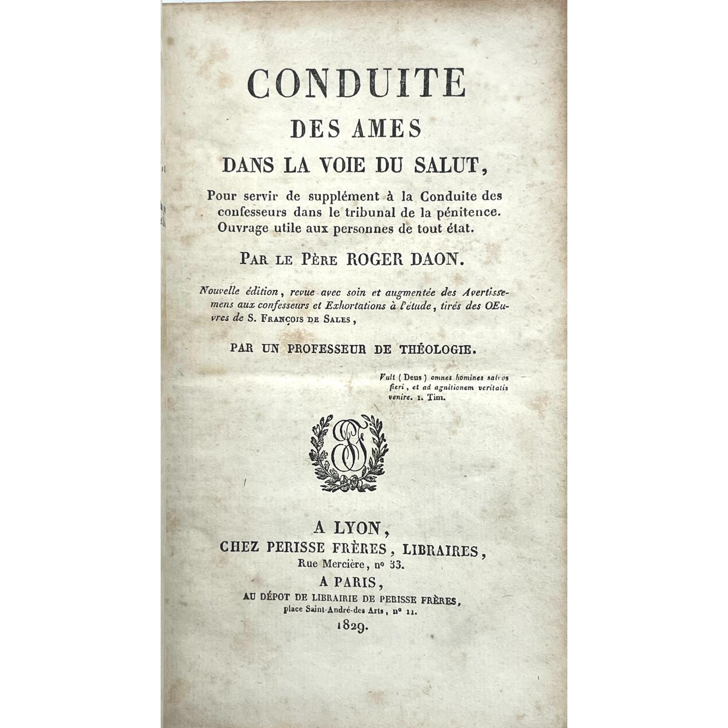 [Book safe made from book "Conduite des âmes dans la voie du salut" in armorial binding]