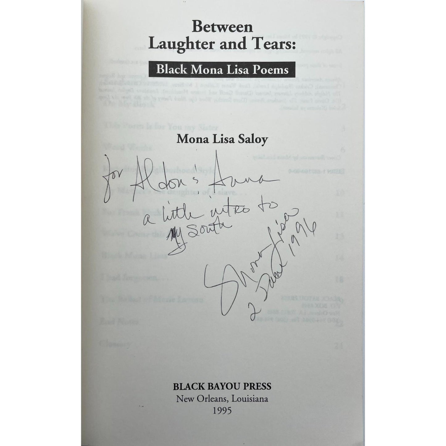 Between Laughter and Tears: Black Mona Lisa Poems