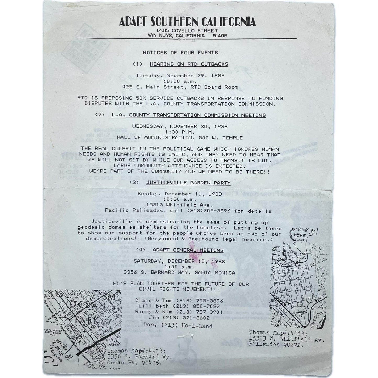 [American Disabled for Accessible Public Transit (ADAPT) Southern California Newsletter, 1988]