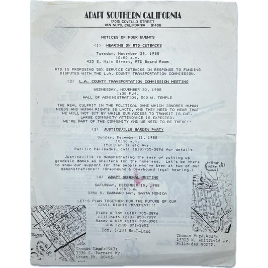 [American Disabled for Accessible Public Transit (ADAPT) Southern California Newsletter, 1988]