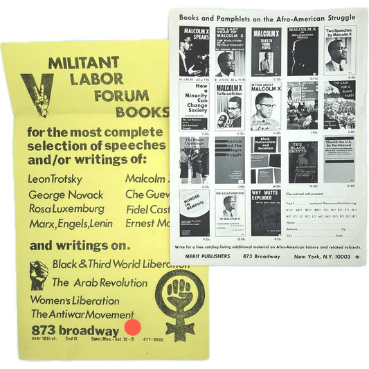 [1960s Flyers from Merit Publishers and Militant Labor Forum Books]