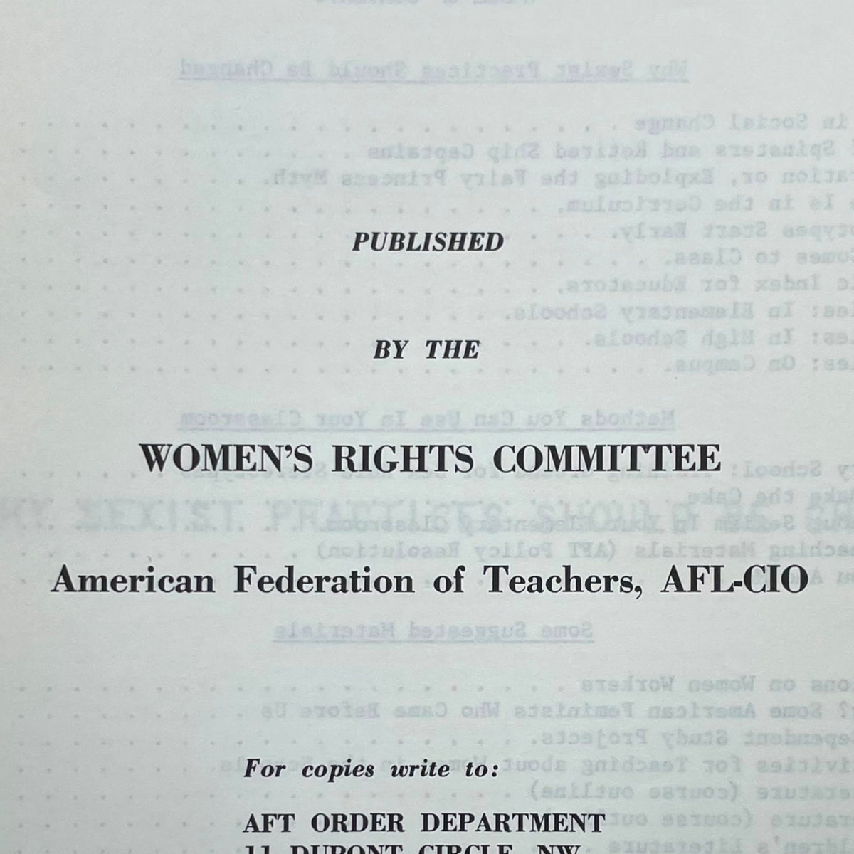 Changing Sexist Practices in the Classroom