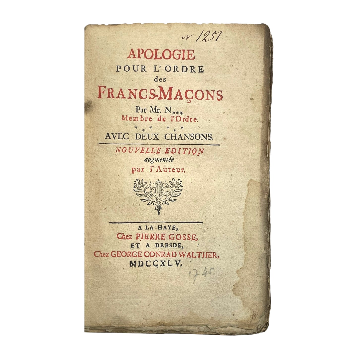 Apologie pour l'ordre des Francs-Maçons