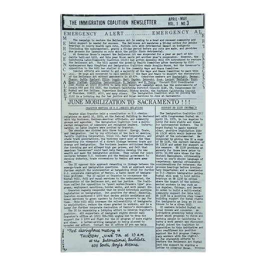 The Immigration Coalition Newsletter, Vol. 1, No. 3 (April-May 1979)