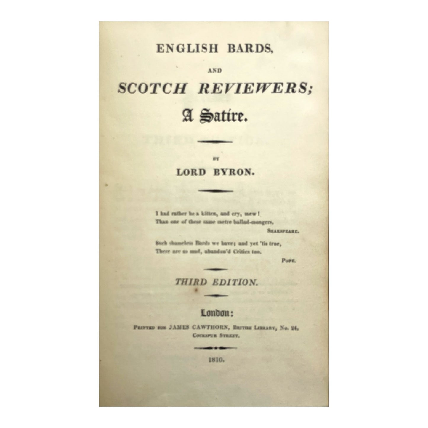 English Bards, and Scotch Reviewers; a Satire