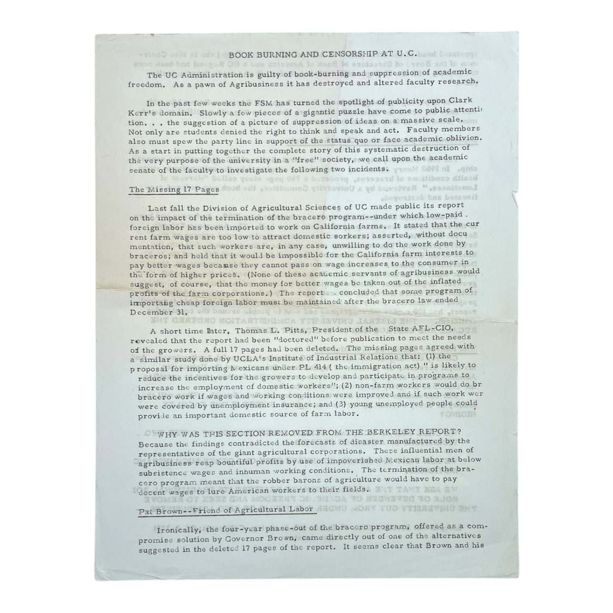 Book Burning and Censorship at U.C.