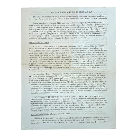 Book Burning and Censorship at U.C.