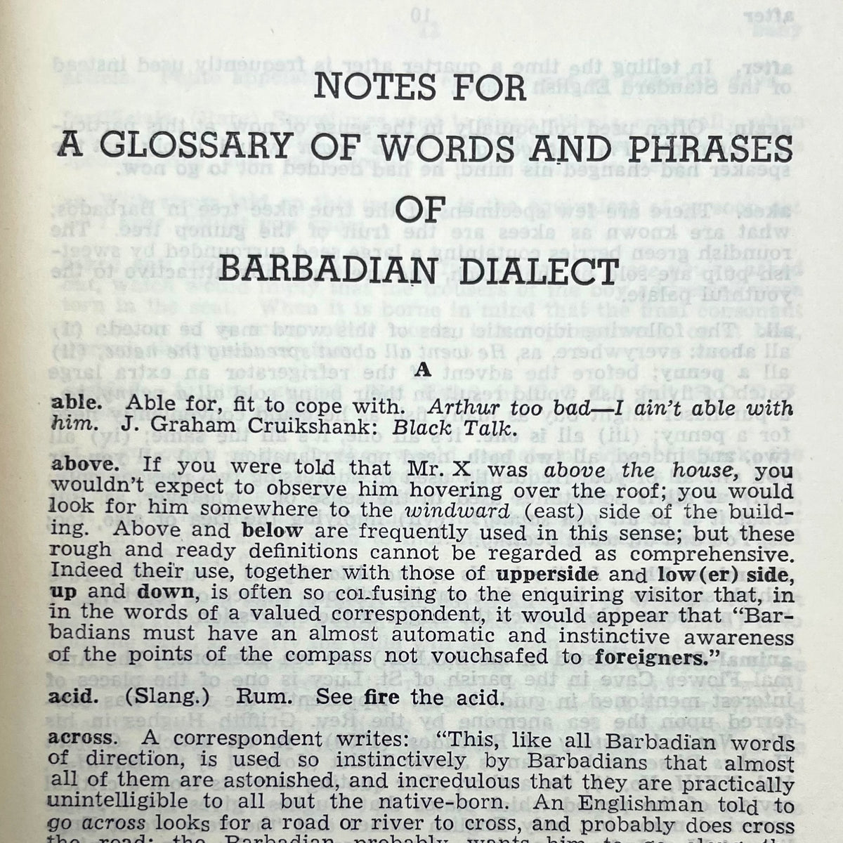 Notes for a Glossary of Words and Phrases of Barbadian Dialect