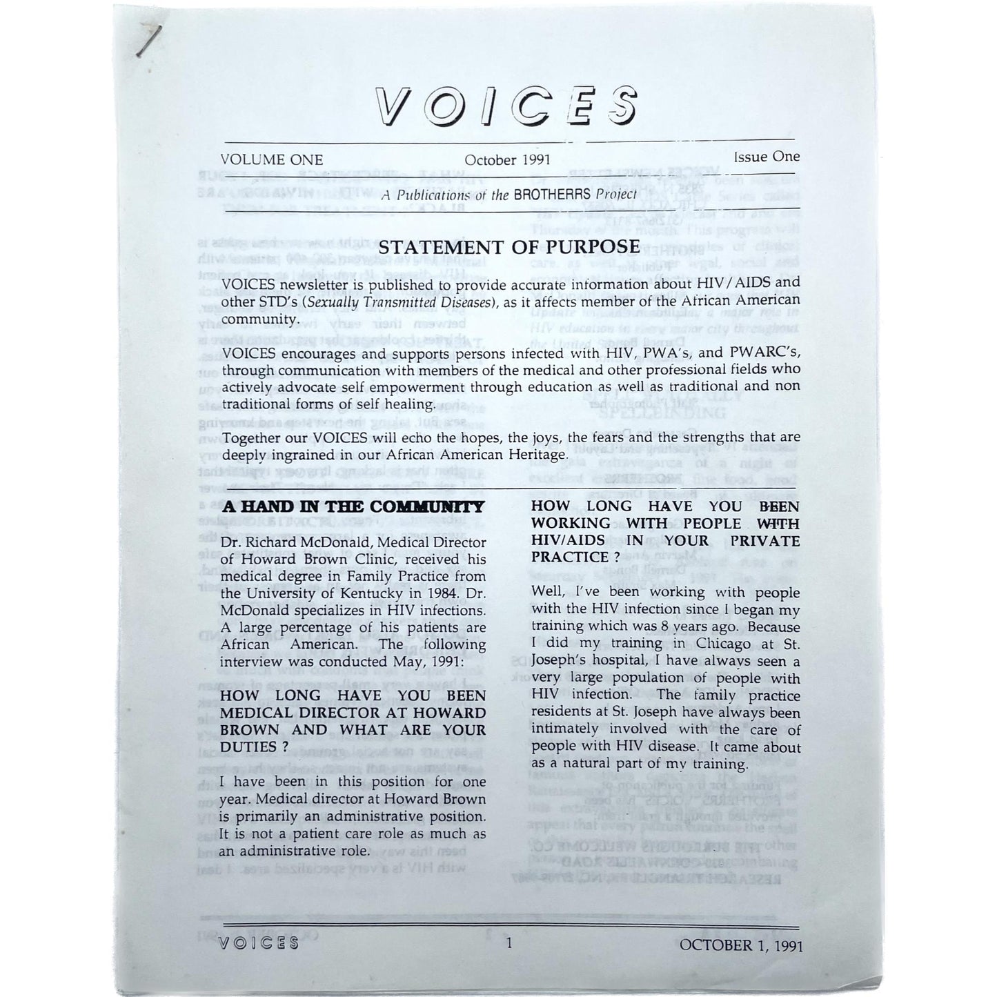 VOICES: A Publications [sic] of the BROTHERRS Project